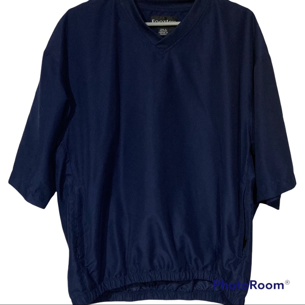 Vintage Footjoy windbreaker short sleeve golf shell navy blue size LG stitched